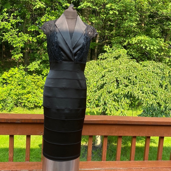 Tadashi Shoji Dresses & Skirts - Tadashi cocktail dress, beaded top, like new condition,  measurements in photos